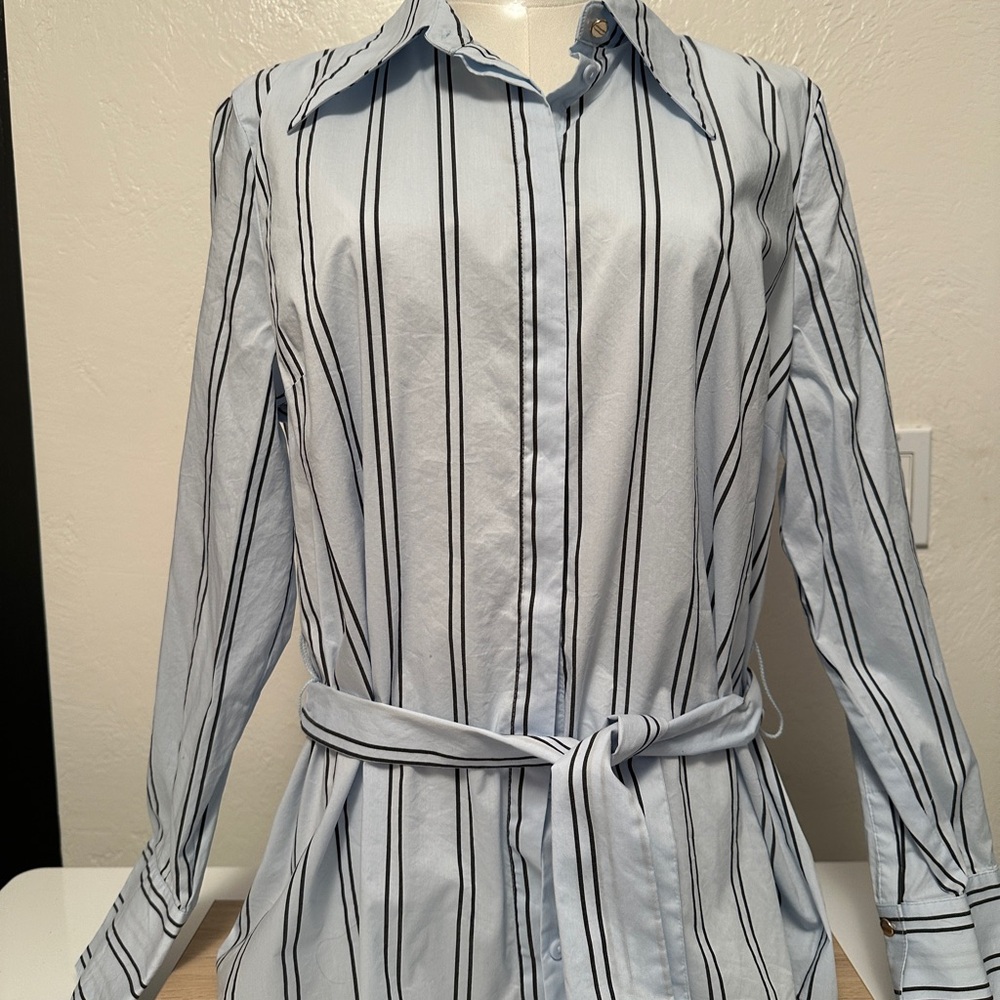 Worthington Women’s Striped Button Down Shirt w/waist tie